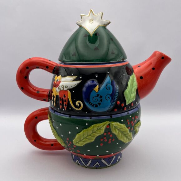 Laurel Burch Whimsical Cat Angel Teapot and Cup Tea for 1 - Picture 3 of 10